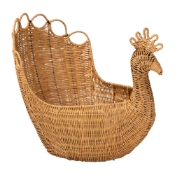 bali & pari Florabel Natural Rattan Peacock Basket - Handwoven Wicker Storage Solution